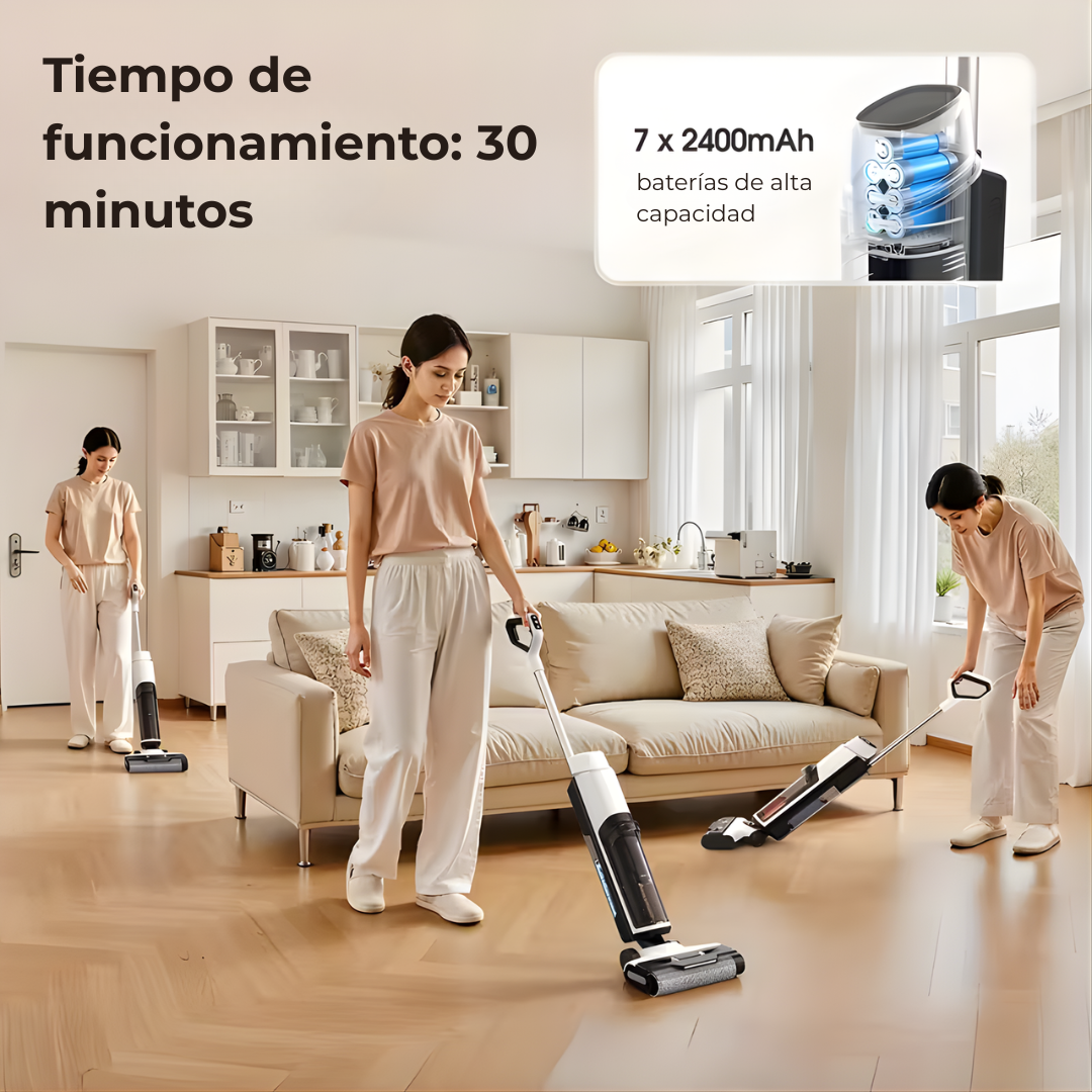 TurboMop Fusion® - la mopa aspiradora inalámbrica 3 en 1 para suelos secos y húmedos.