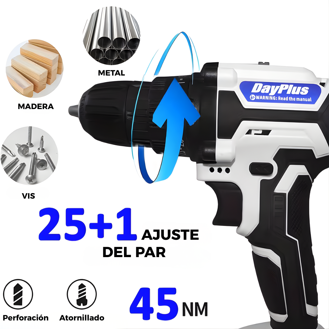 TorqueTitan® - Taladro atornillador 21 V 3 en 1 de alta potencia